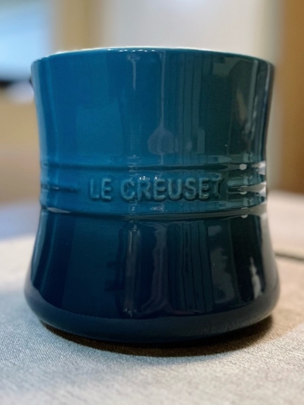 Le Creuset 2.3L large deep teal stoneware utensil crock